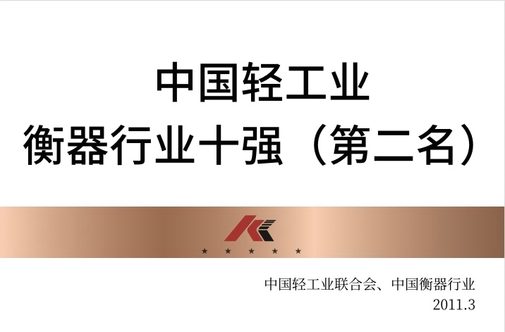 中國輕工業(yè)衡器行業(yè)十強（第二名）